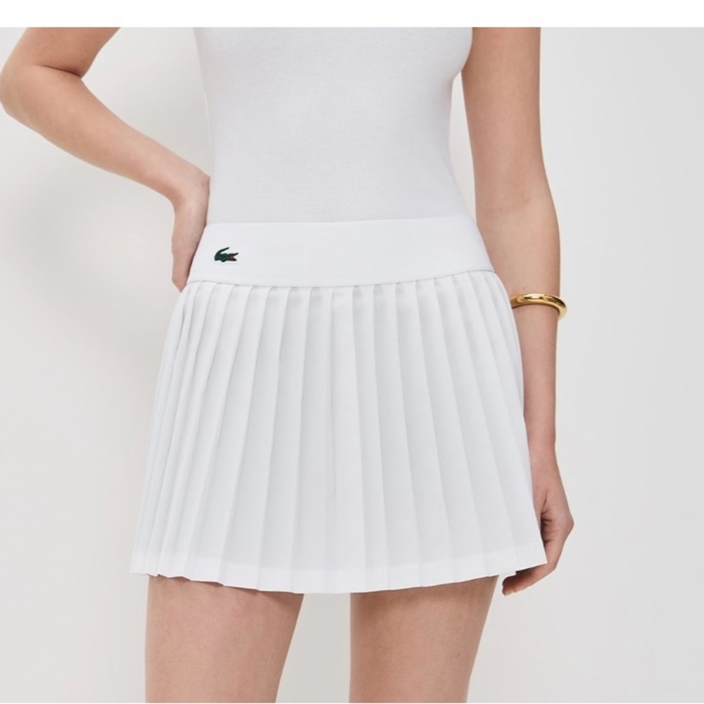 Lacoste White Pleated Athletic Tennis Pickleball Skirt (XS 0-2)